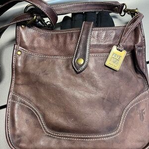 Frye Madison Campus Brown Leather Crossbody Bag Certificate of Authenticity incl